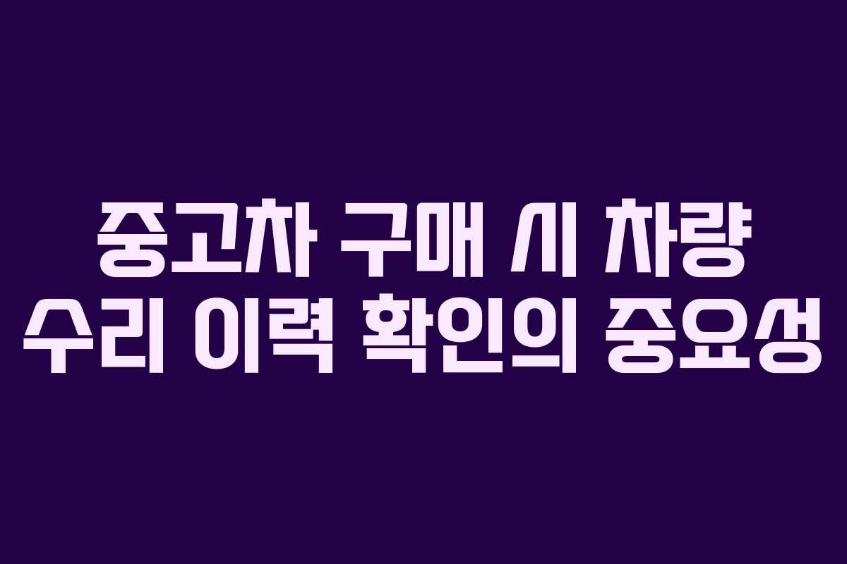 중고차 구매 시 차량 수리 이력 확인의 중요성
