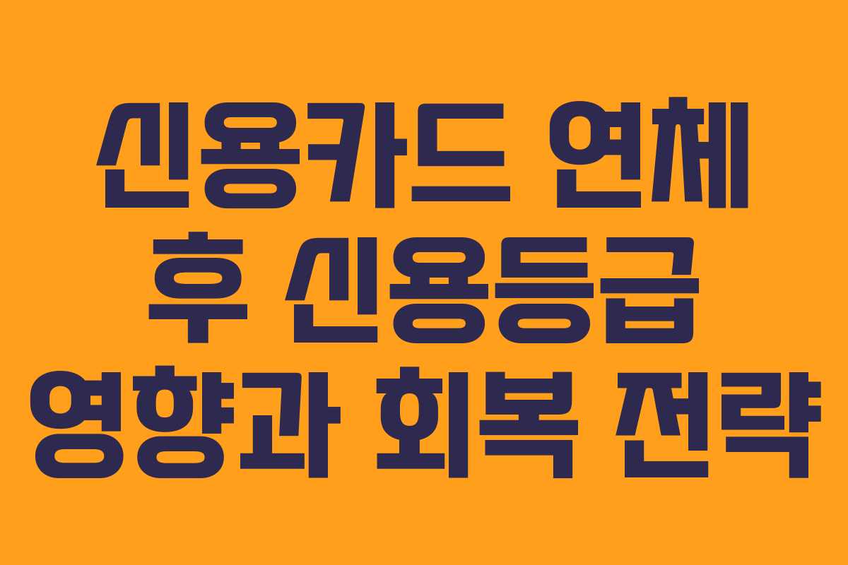 신용카드 연체 후 신용등급 영향과 회복 전략