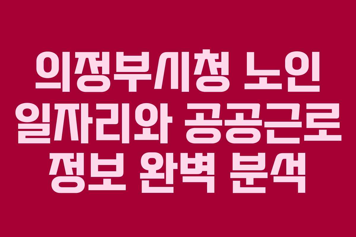 의정부시청 노인 일자리와 공공근로 정보 완벽 분석