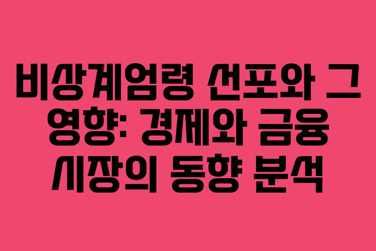 비상계엄령 선포와 그 영향: 경제와 금융 시장의 동향 분석