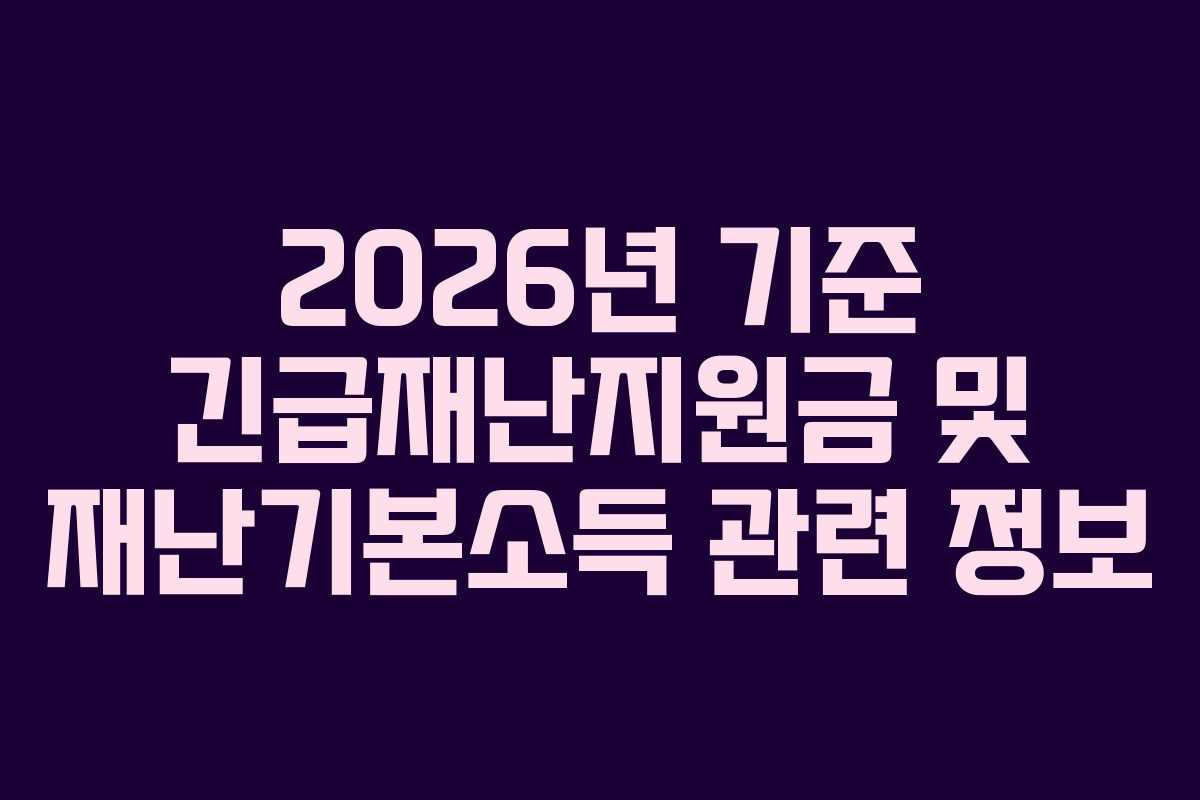 2026년 기준 긴급재난지원금 및 재난기본소득 관련 정보