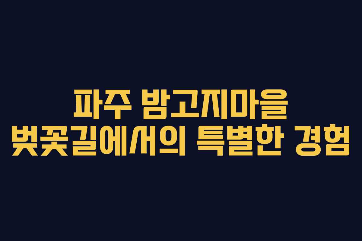 파주 밤고지마을 벚꽃길에서의 특별한 경험