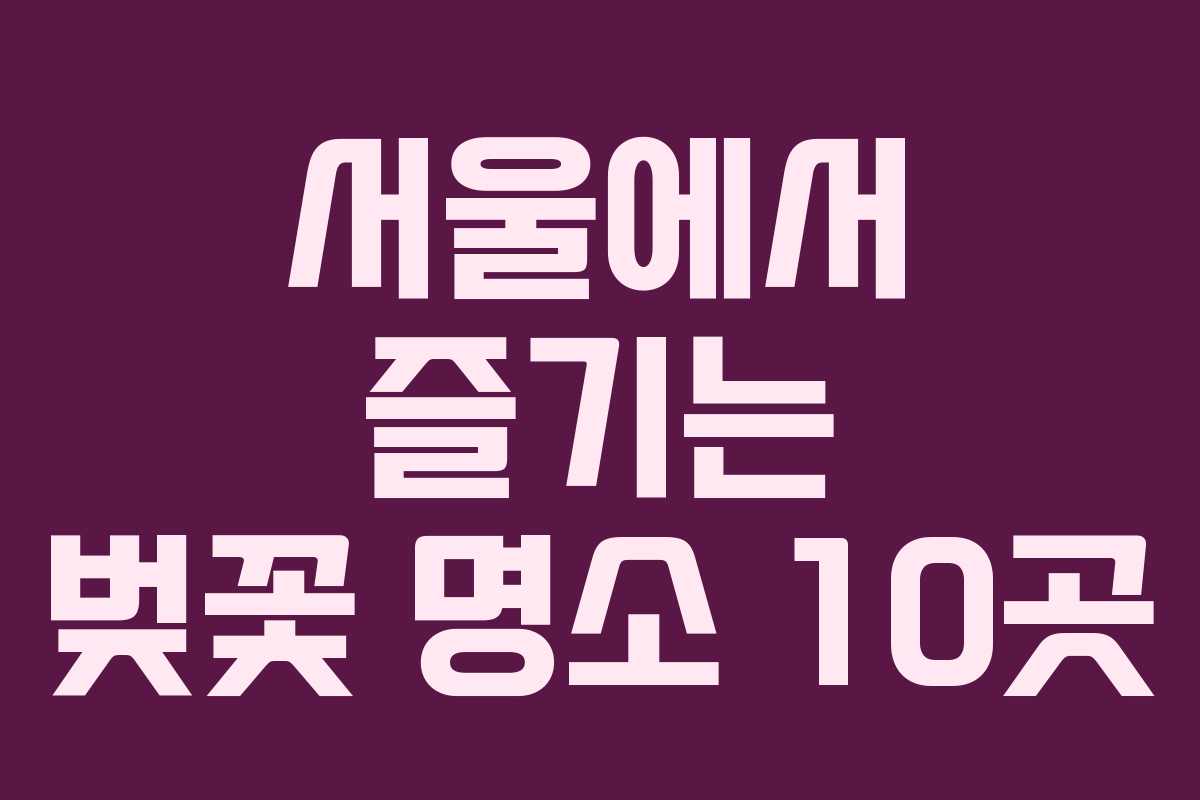 서울에서 즐기는 벚꽃 명소 10곳