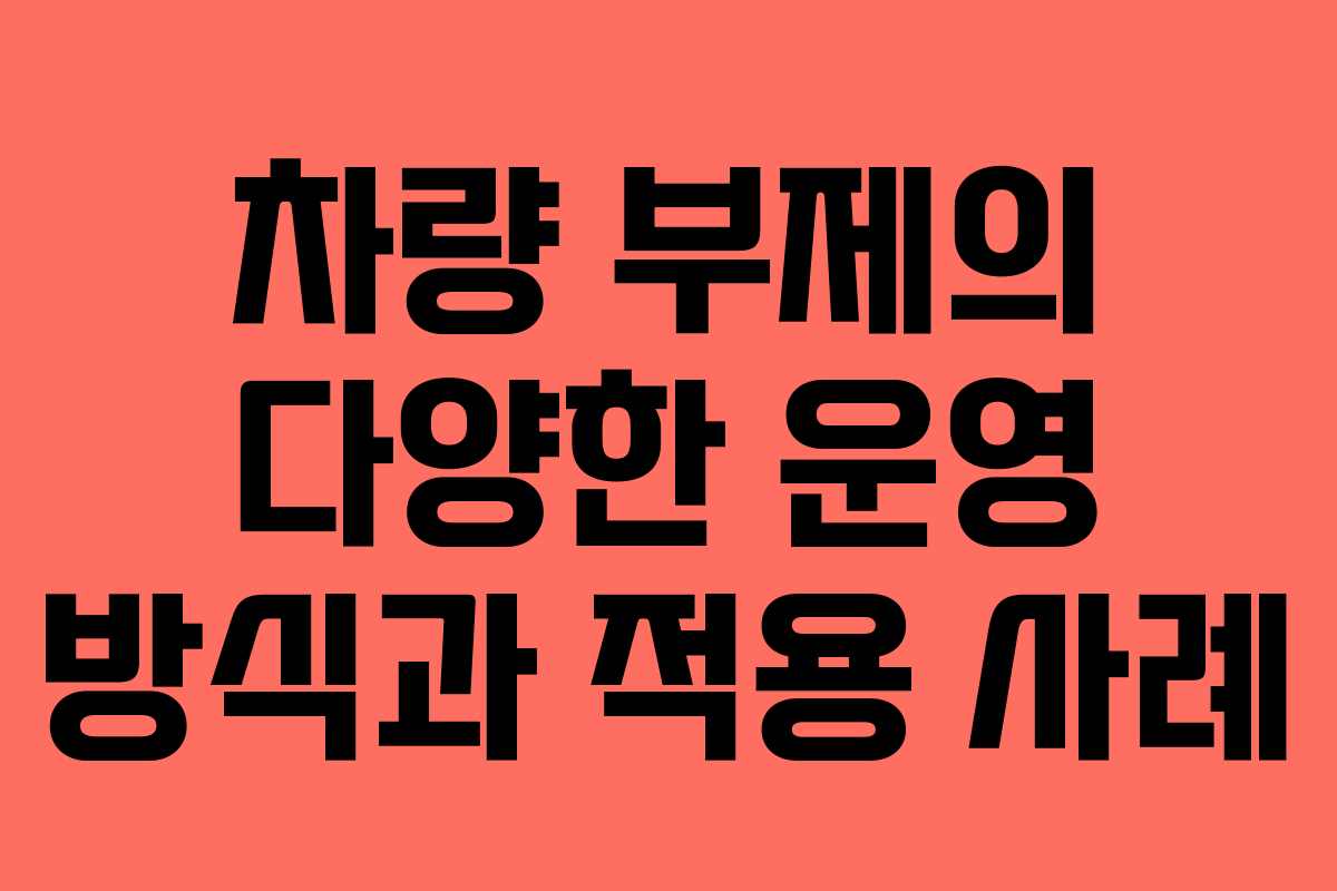 차량 부제의 다양한 운영 방식과 적용 사례