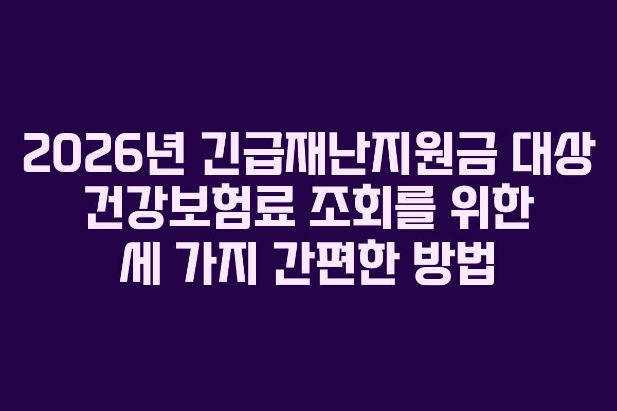 2026년 긴급재난지원금 대상 건강보험료 조회를 위한 세 가지 간편한 방법
