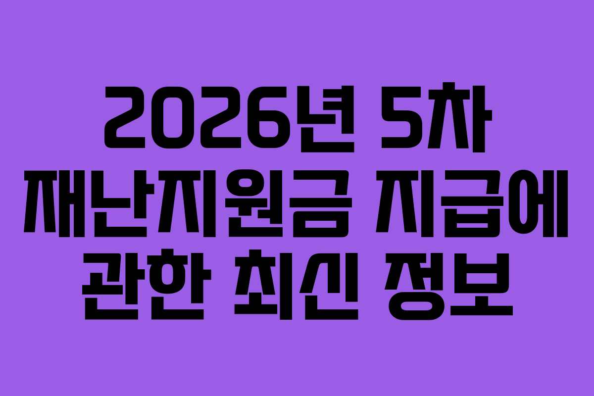 2026년 5차 재난지원금 지급에 관한 최신 정보