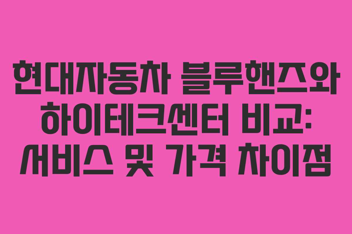 현대자동차 블루핸즈와 하이테크센터 비교: 서비스 및 가격 차이점