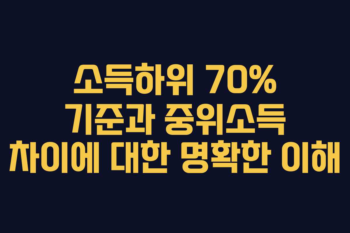 소득하위 70% 기준과 중위소득 차이에 대한 명확한 이해
