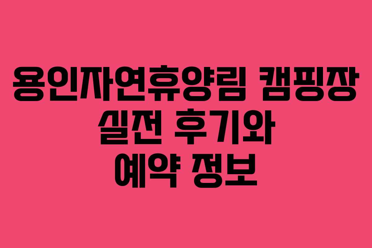 용인자연휴양림 캠핑장 실전 후기와 예약 정보