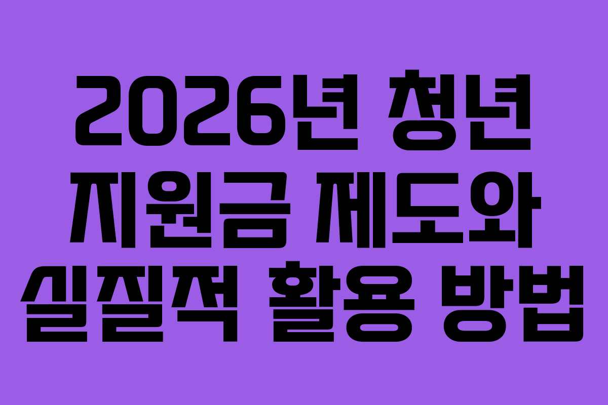 2026년 청년 지원금 제도와 실질적 활용 방법