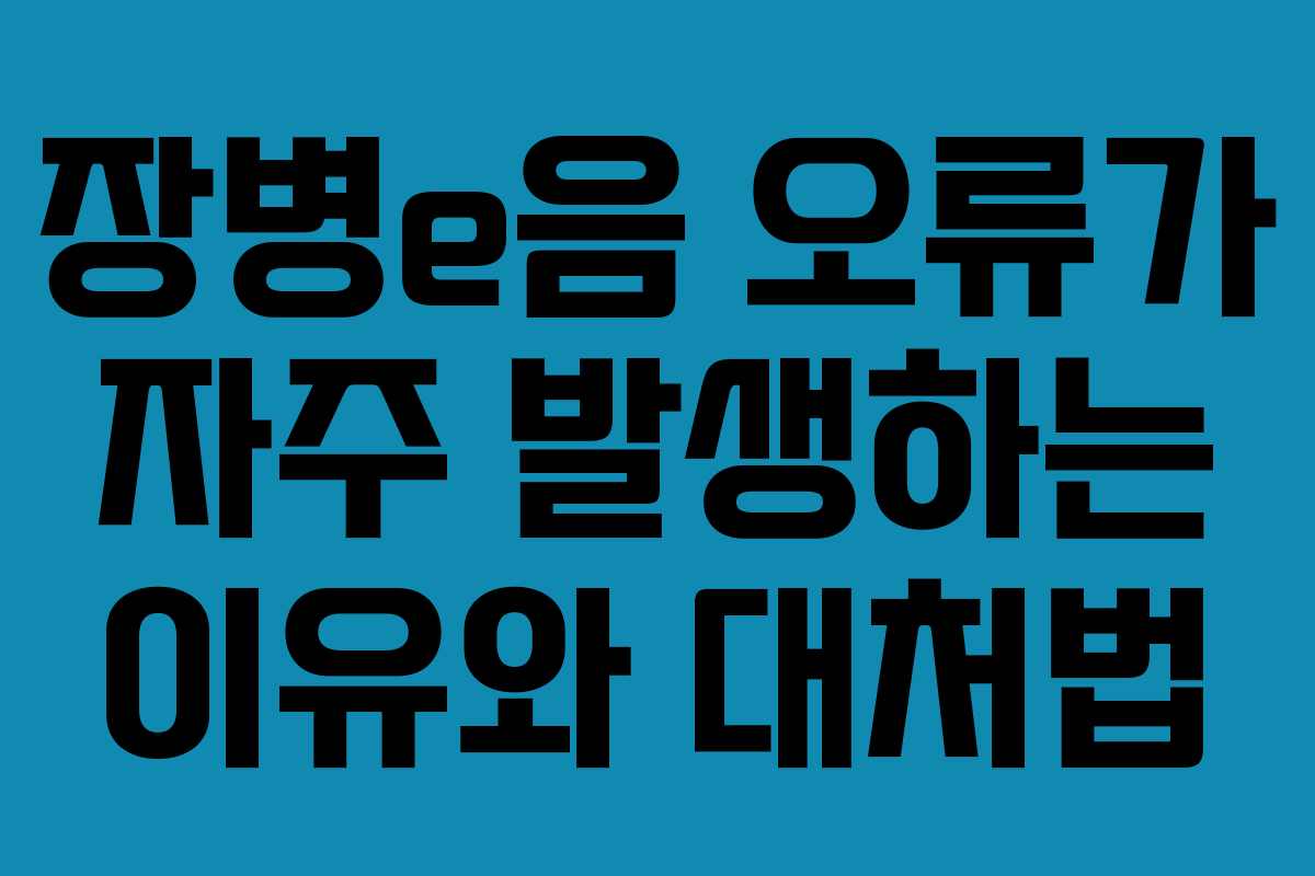 장병e음 오류가 자주 발생하는 이유와 대처법