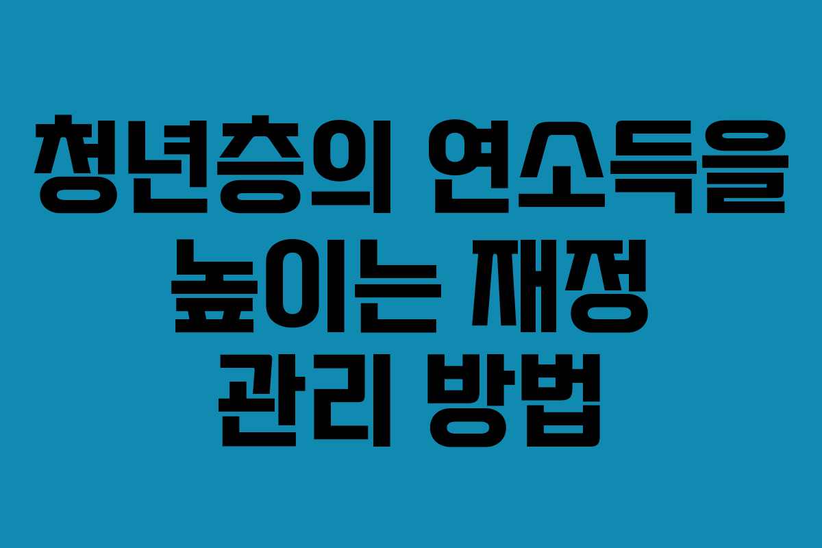 청년층의 연소득을 높이는 재정 관리 방법