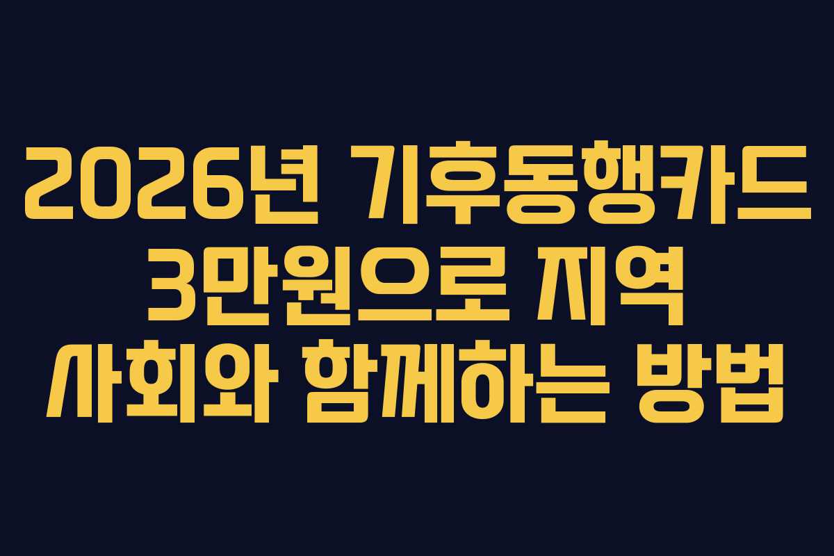 2026년 기후동행카드 3만원으로 지역 사회와 함께하는 방법