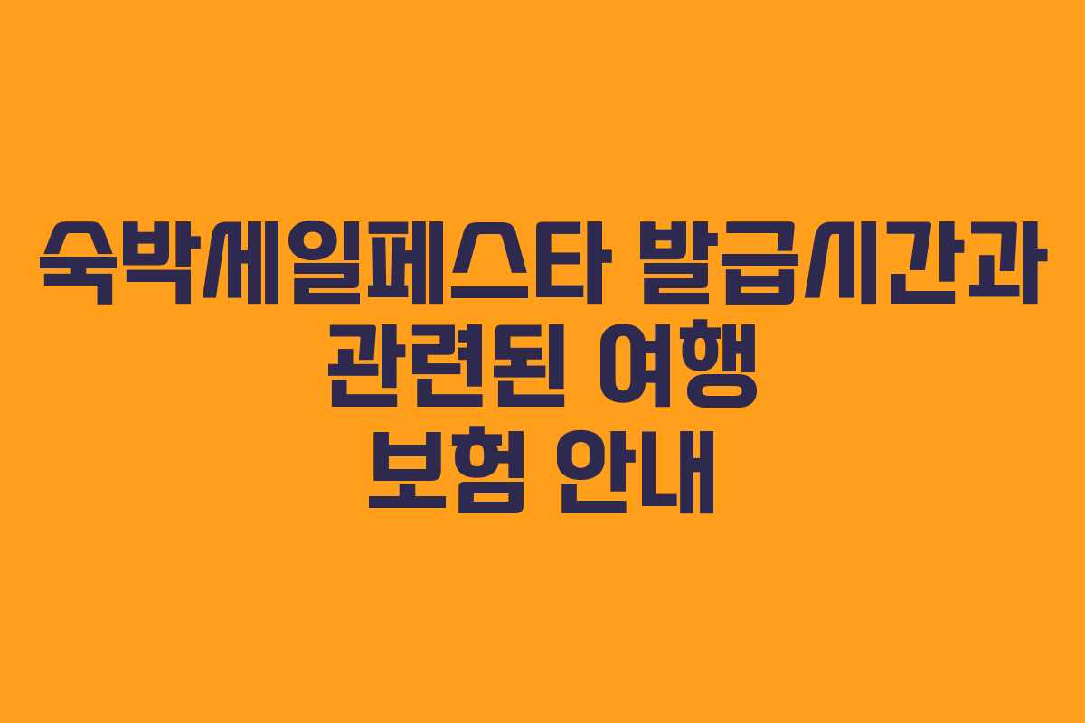 숙박세일페스타 발급시간과 관련된 여행 보험 안내