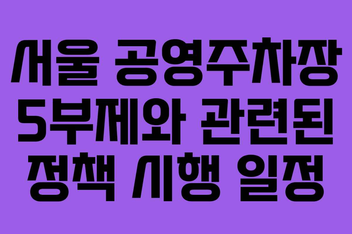 서울 공영주차장 5부제와 관련된 정책 시행 일정