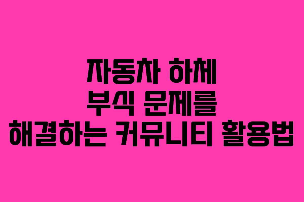 자동차 하체 부식 문제를 해결하는 커뮤니티 활용법