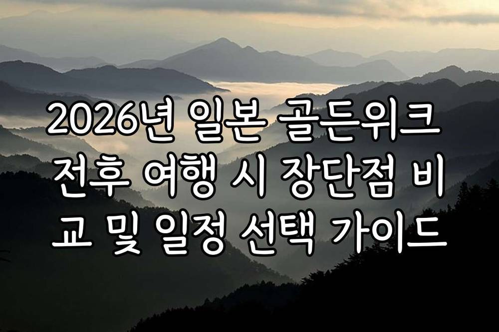 2026년 일본 골든위크 전후 여행 시 장단점 비교 및 일정 선택 가이드