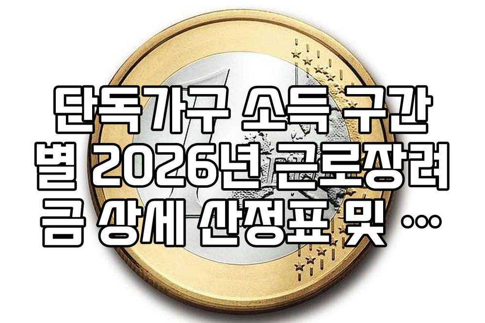 단독가구 소득 구간별 2026년 근로장려금 상세 산정표 및 지급액 계산