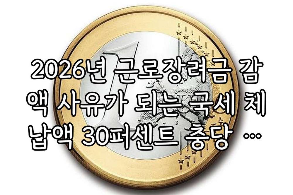 2026년 근로장려금 감액 사유가 되는 국세 체납액 30퍼센트 충당 규정