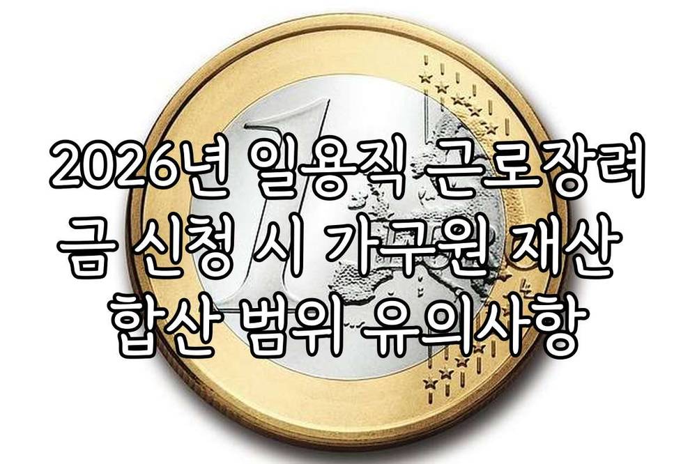 2026년 일용직 근로장려금 신청 시 가구원 재산 합산 범위 유의사항