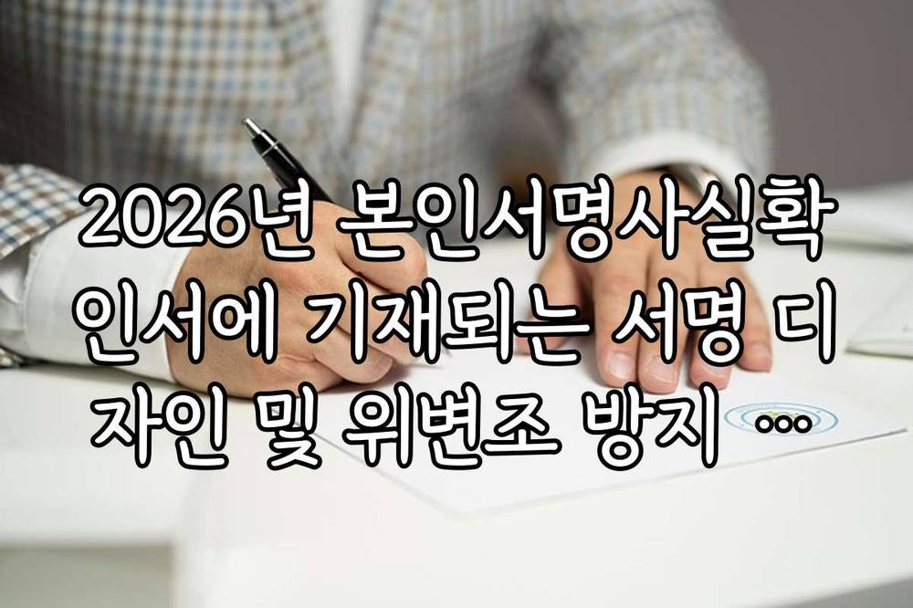 2026년 본인서명사실확인서에 기재되는 서명 디자인 및 위변조 방지 기술