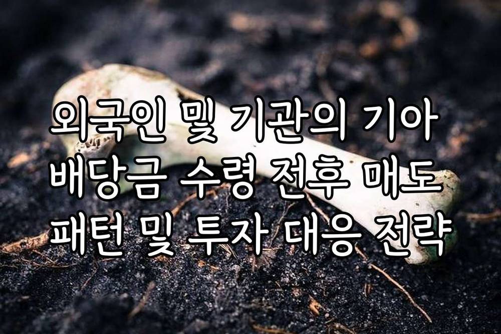 외국인 및 기관의 기아 배당금 수령 전후 매도 패턴 및 투자 대응 전략