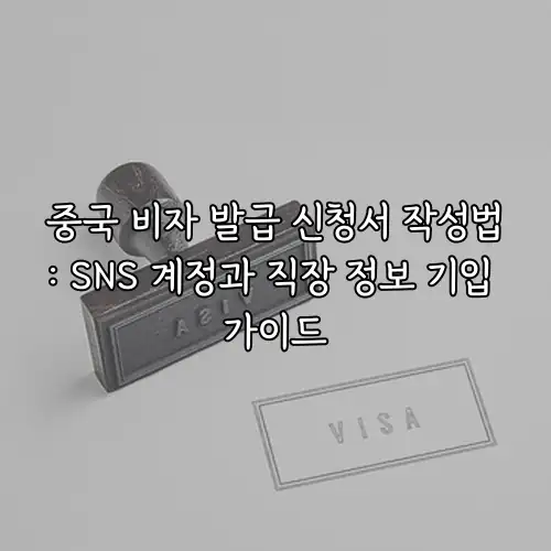 중국 비자 발급 신청서 작성법: SNS 계정과 직장 정보 기입 가이드