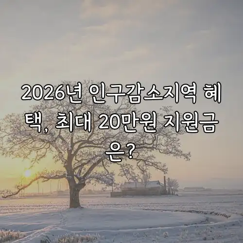 2026년 인구감소지역 혜택, 최대 20만원 지원금은?