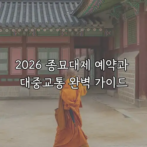 2026 종묘대제 예약과 대중교통 완벽 가이드
