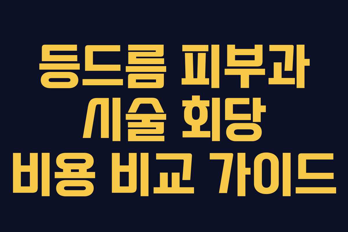등드름 피부과 시술 회당 비용 비교 가이드