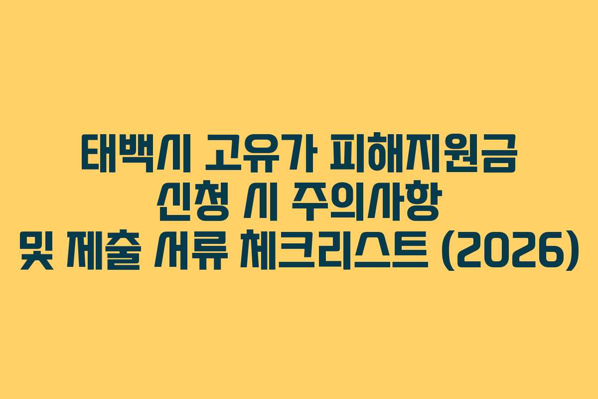 태백시 고유가 피해지원금 신청 시 주의사항 및 제출 서류 체크리스트 (2026)