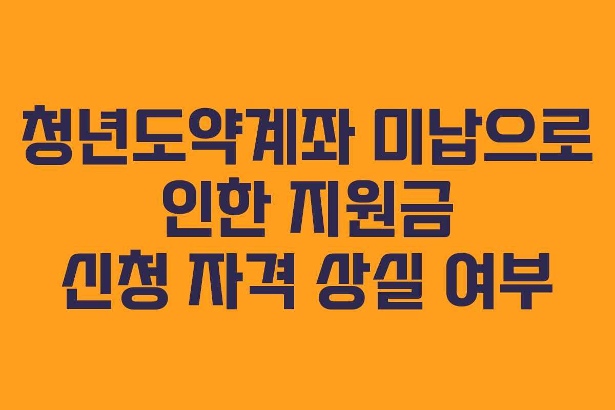 청년도약계좌 미납으로 인한 지원금 신청 자격 상실 여부