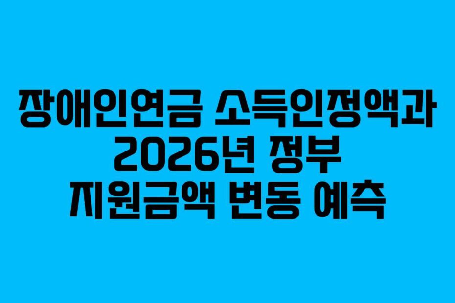 장애인연금 소득인정액과 2026년 정부 지원금액 변동 예측