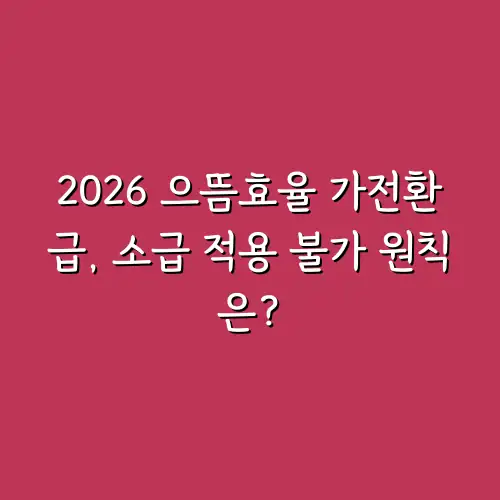 2026 으뜸효율 가전환급, 소급 적용 불가 원칙은?