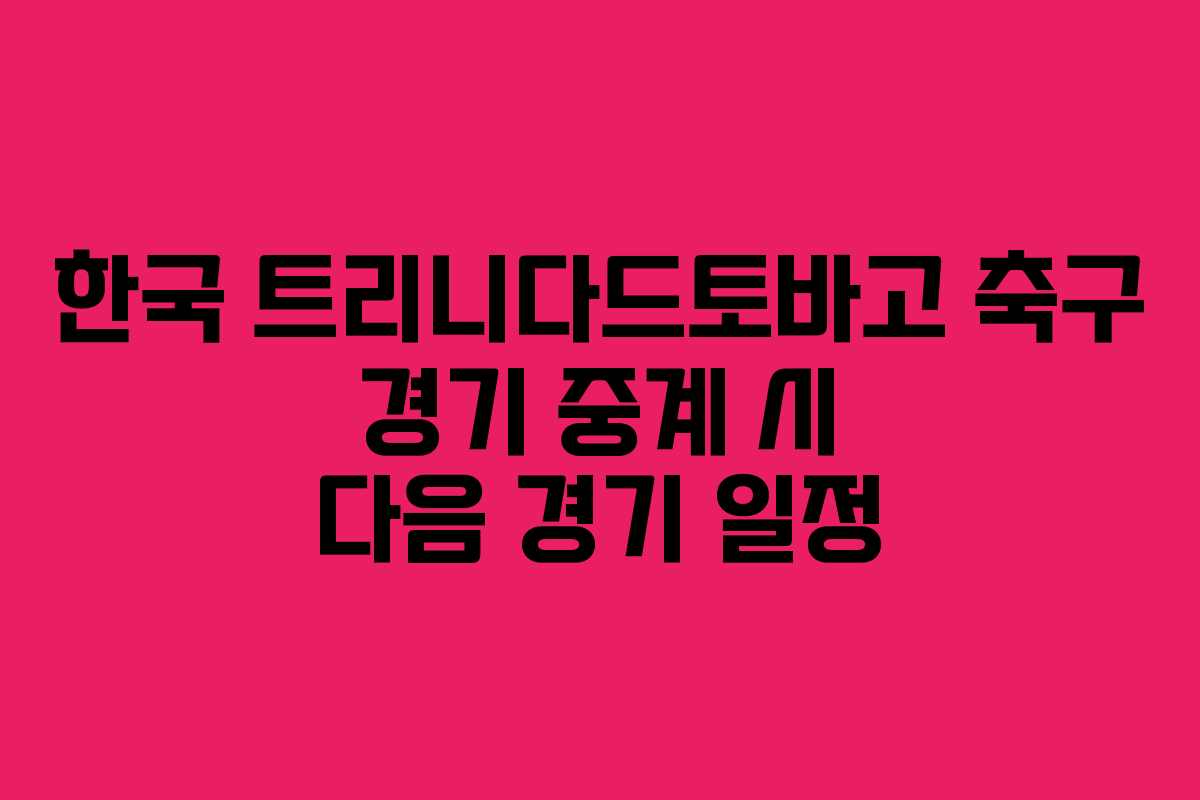 한국 트리니다드토바고 축구 경기 중계 시 다음 경기 일정