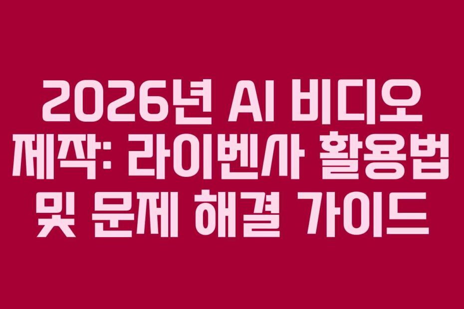 2026년 AI 비디오 제작: 라이벤사 활용법 및 문제 해결 가이드