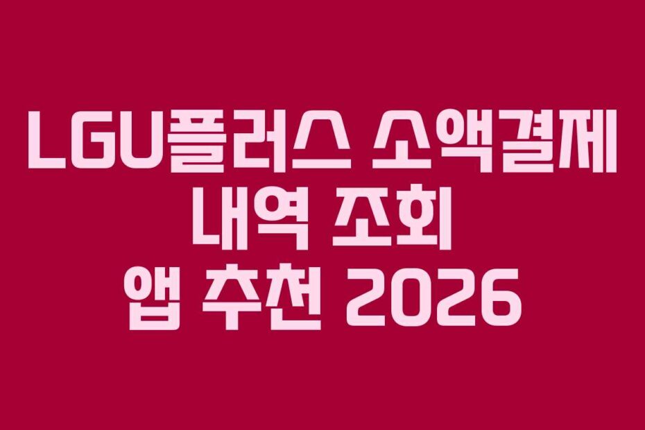 LGU플러스 소액결제 내역 조회 앱 추천 2026