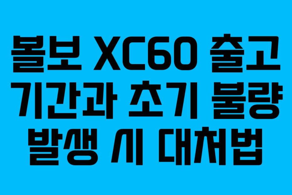 볼보 XC60 출고 기간과 초기 불량 발생 시 대처법
