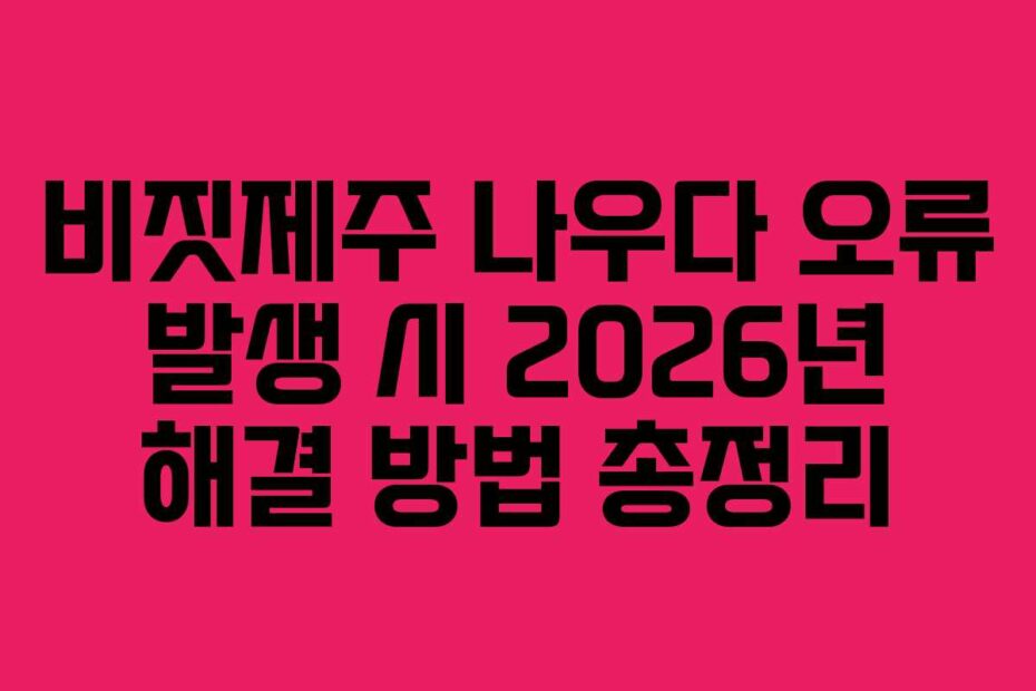 비짓제주 나우다 오류 발생 시 2026년 해결 방법 총정리
