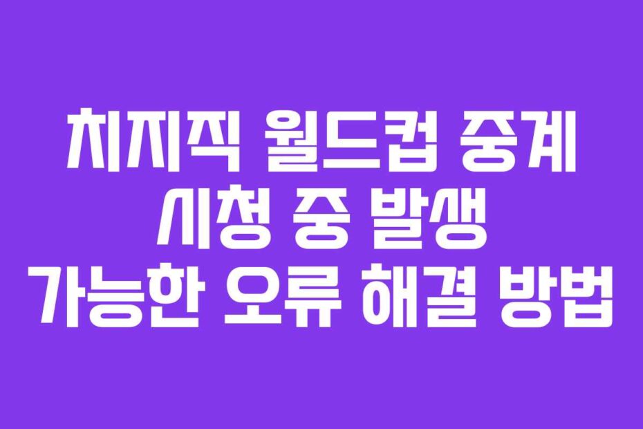 치지직 월드컵 중계 시청 중 발생 가능한 오류 해결 방법